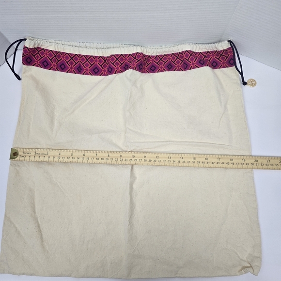Tory‎ Burch Dust Bag 19×20 Cream Pink Purple Drawstring Protective - Picture 9 of 10